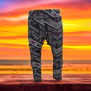 Gaiam XL Geometric Pattern Yoga Leggings Crisscross Cutout Gym Fitness Workout